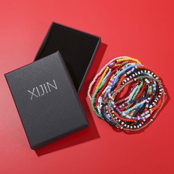 18 Pieces Elastic Beaded Anklets for Women Handmade Beach Boho Colorful Beads An - Picture 6 of 7